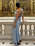 One-shoulder Sleeveless Mermaid Satin Evening Prom Dresses SD1591