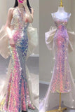 Mermaid Straps Floor Length Sequin Evening Dress Prom Dresses SD1599