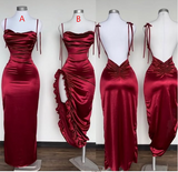 Mermaid Sleeveless Floor Length Backless Evening Dress Red Prom Dresses SD1603