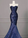 Mermaid Sweetheart Navy Blue Floor Length Evening Dress Prom Dresses SD1608