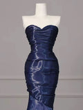 Mermaid Sweetheart Navy Blue Floor Length Evening Dress Prom Dresses SD1608
