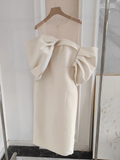 Sheath Strapless Ivory Vacation Dress Satin Women Dresses SD160