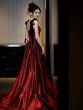 Mermaid Spaghetti Straps Burgundy Floor Length Evening Dress Prom Dresses SD1613