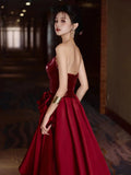 Mermaid Sweetheart Burgundy Floor Length Evening Dress Sequin Prom Dresses SD1617