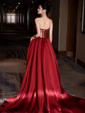 Mermaid Sweetheart Burgundy Floor Length Evening Dress Sequin Prom Dresses SD1617