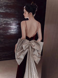 Mermaid Spaghetti Straps Burgundy Velvet Long Evening Dress Prom Dresses SD1635