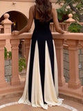 A line Spaghetti Straps Black Long Prom Dresses Formal Graduation Party Dress Evening Dress SD1648