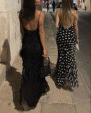 Mermaid Spaghetti Straps Floor Length Chiffon Evening Dress Prom Dresses SD1652