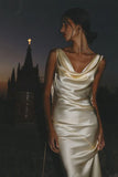 Mermaid Jewel Ivory Satin Floor Length Evening Dress Prom Dresses SD1654