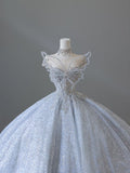 Ball Gown Strapless Neckline Sequin Light Sky Blue Long Wedding Dresses Brides Dress SD1656