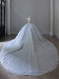 Ball Gown Strapless Neckline Sequin Light Sky Blue Long Wedding Dresses Brides Dress SD1656 HZ0628