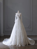 A line Off The Shoulder White Lace Long Wedding Dresses Brides Dress SD1660 HZ0628