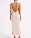 Mermaid Spaghetti Straps Floor Length Sequin Evening Dress Prom Dresses SD1665