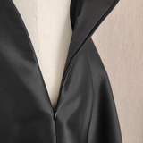 A line Spaghetti Straps Black Vacation Dress Satin Women Dresses SD169