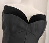 A line Spaghetti Straps Black Vacation Dress Satin Women Dresses SD169