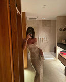 Mermaid Spaghetti Straps Sequin Backless Floor Length Evening Dress Prom Dresses SD1705