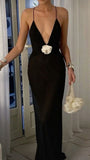 Mermaid Spaghetti Straps Floor Length Black Evening Dress Prom Dresses SD1710