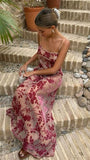 A Line Spaghetti Straps Floor Length Floral Evening Dress Prom Dresses SD1719