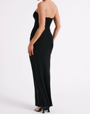 Sheath Strapless Sequin Floor Length Black Evening Dress Prom Dresses SD1723