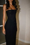 Sheath Strapless Sequin Floor Length Black Evening Dress Prom Dresses SD1723