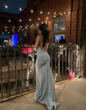 Sheath Spaghetti Straps Sequin Backless Long Evening Dress Prom Dresses SD1730