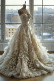 Ball Gown Sweetheart Neckline Pleats White Tulle Wedding Dresses SD1751