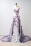 Ball Gown Sweetheart Neckline Chiffon Ombre Lilac Party Dress Long Prom Dress Evening Dresses SD1760