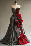 Ball Gown Sweetheart Chiffon Gray Party Dress Prom Dress Evening Dress SD1763