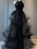 Ball Gown Scoop Neckline Black Tulle Party Dress Prom Dresses Evening Dress SD1767