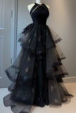 Ball Gown Scoop Neckline Black Tulle Party Dress Prom Dresses Evening Dress SD1767