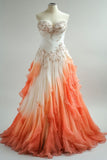 Ball Gown Sweetheart Orange Ombre Chiffon Evening Dress Prom Dresses SD1771