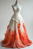 Ball Gown Sweetheart Orange Ombre Chiffon Evening Dress Prom Dresses SD1773