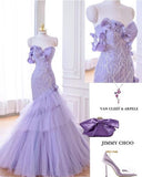 Mermaid Sweetheart Lilac Tulle Party Dress Long Prom Dress Evening Dresses SD1777