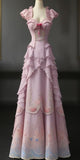 Ball Gown Sweetheart Layers Pink Party Dress Long Prom Dresses Evening Dress SD1785