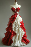 Ball Gown Sweetheart Red Layers Evening Dress Prom Dresses SD1788