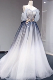 Ball Gown Off The Shoulder Tulle Party Dress Long Prom Dress Evening Dresses SD1791