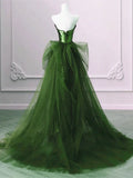 Green Sequins and Tulle Long Prom Dress Green Evening Dress Formal Dress SD1804