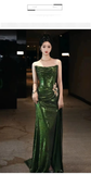 Mermaid Strapless Dark Green Sequin Long Prom Dresses Evening Gowns SD1810