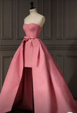 Sheath Strapless Pink Satin Prom Dress Evening Dress Formal Dress SD1828