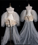 Sheath Off The Shoulder Satin Ivory Short Wedding Dresses SD1842