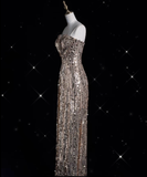 A line Spaghetti Straps Sequin Long Evening Dress Prom Dresses SD1850