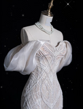 Mermaid Off The Shoulder White Lace Long Wedding Dresses Brides Dress SD1860