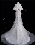 Mermaid Off The Shoulder White Lace Long Wedding Dresses Brides Dress SD1860