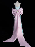 A Line Sweetheart Blue Satin Party Dress Long Prom Dress Evening Dresses SD1853