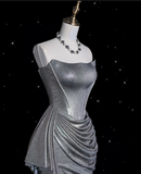 Mermaid Strapless Sequin Silver Evening Gowns Long Prom Dresses SD1868