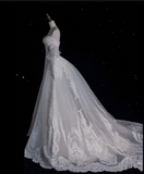 Mermaid Sweetheart Long Sleeves White Lace Wedding Dresses Brides Dress SD1873