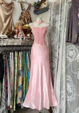 Fashion Mermaid Straps Floor Length Pink Lace Evening Dress Prom Dresses SD1876