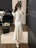 Mermaid Strapless White Evening Dress Prom Dresses SD1878