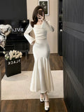 Mermaid Strapless White Evening Dress Prom Dresses SD1878