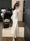 Mermaid Strapless White Evening Dress Prom Dresses SD1878